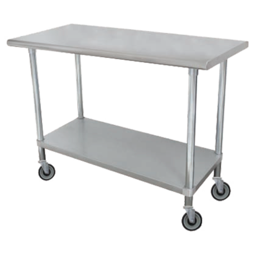 Advance Tabco MSLAG-304C-X Mobile Stainless Steel Work Table w/ Adjustable Undershelf | 48" x 30"