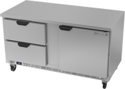 Beverage Air WTFD60AHC-2-FLT 60" 2 Drawer 1 Door Worktop Freezer w/ Flat Top | 14.39 Cu. Ft.