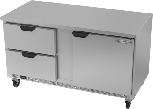 Beverage Air WTFD60AHC-2-FLT 60" 2 Drawer 1 Door Worktop Freezer w/ Flat Top | 14.39 Cu. Ft.