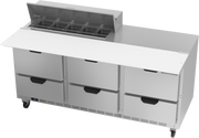 Beverage Air SPED72HC-10C-6 72" 6 Drawer Refrigerated Sandwich Prep Table | (10) 1/6 Pan