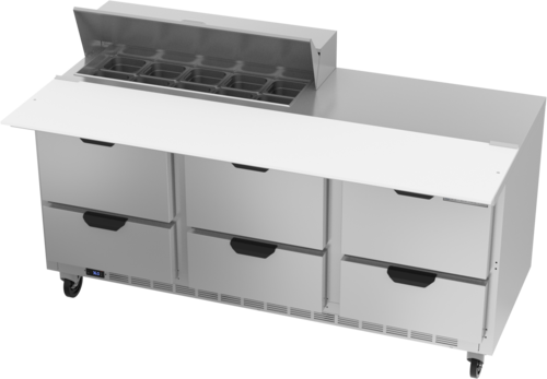 Beverage Air SPED72HC-10C-6 72" 6 Drawer Refrigerated Sandwich Prep Table | (10) 1/6 Pan