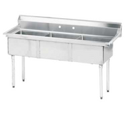 Advance Tabco FE-3-1812-X 59" x 24" 3-Compartment Fabricated Sink w/ No Drainboard