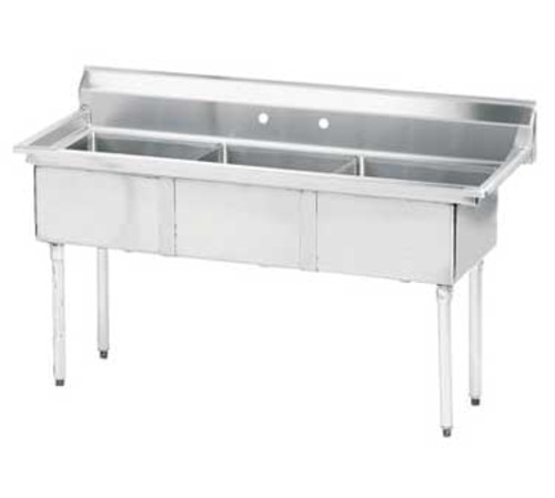 Advance Tabco FE-3-1812-X 59" x 24" 3-Compartment Fabricated Sink w/ No Drainboard