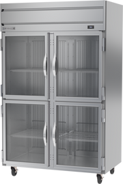 Beverage Air HRS2HC-1HG 52" 4 Glass Half Door Top Mount Reach In Refrigerator | 46.88 Cu. Ft.