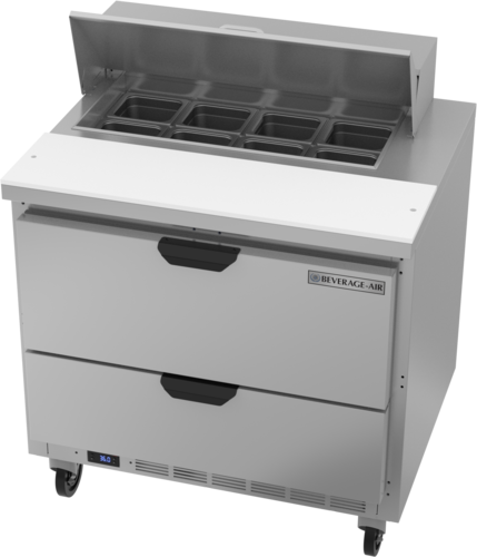 Beverage Air SPED36HC-08-2 36" 2 Drawer Refrigerated Sandwich Prep Table | 10.01 Cu. Ft.