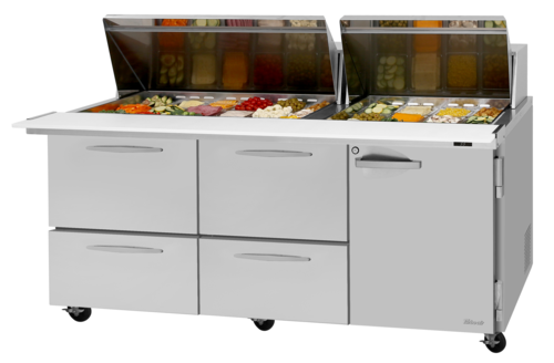 Turbo Air PST-72-30-D4R(L)-N Mega Top Sandwich / Salad Prep Table