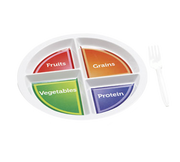 G.E.T. CP-534-CMP Choose My Plate White Labeled 4-Compartment Melamine Plate | Case of 12