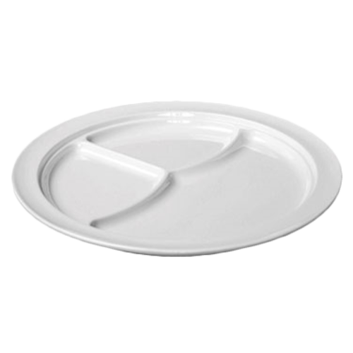 Thunder Group NS703W White 10-1/4" 3 Compartment Plate | Case of 12