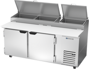 Beverage Air DP72HC 72" 2 Door Refrigerated Pizza Prep Table | 22.8 Cu. Ft.