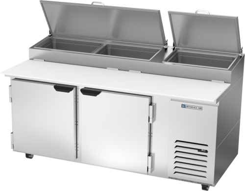 Beverage Air DP72HC 72" 2 Door Refrigerated Pizza Prep Table | 22.8 Cu. Ft.