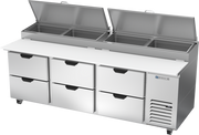 Beverage Air DPD93HC-6 93" 6 Drawer Refrigerated Pizza Prep Table | 31.5 Cu. Ft.