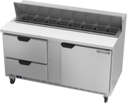 Beverage Air SPED60HC-16-2 60" 2 Drawer 1 Door Refrigerated Sandwich Prep Table | (16) 1/6 Pan