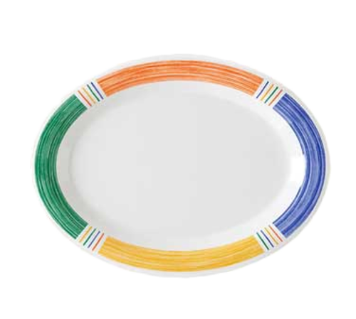 G.E.T. OP-135-BA Diamond Barcelona 13-1/2" x 10-1/4" Oval Melamine Platter | Case of 12