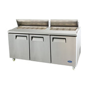 Atosa MSF8308GR 73" 3-Door Mega Top Sandwich Salad Prep Table | 21.1 Cu. Ft.