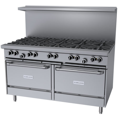 Garland G60-10RR 60" Gas Range w/ 10-Burners, & 2 Standard Ovens | 406,000 BTU