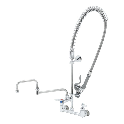 T&S Brass B-0154-CR-C 8" Center Wall Mount Pre-Rinse Faucet w/ Double Joint Nozzle