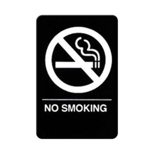 Winco SGNB-601 Braille "No Smoking" Sign | 6" x 9" White on Black