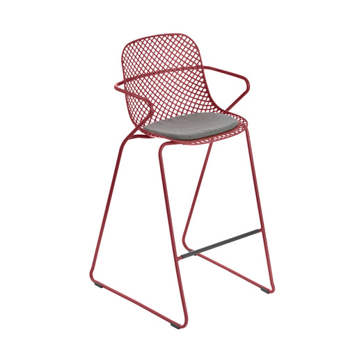 Grosfillex US139712 Ramatuelle '73 Stacking Outdoor Bar Stool | Rouge Bossa Nova