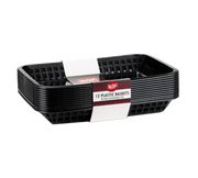 Tablecraft C1079BK Mas Grande Rectangular Plastic Serving Basket | Case of 12