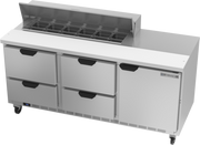 Beverage Air SPED72HC-12-4 72" 4 Drawer 1 Door Refrigerated Sandwich Prep Table | (12) 1/6 Pan