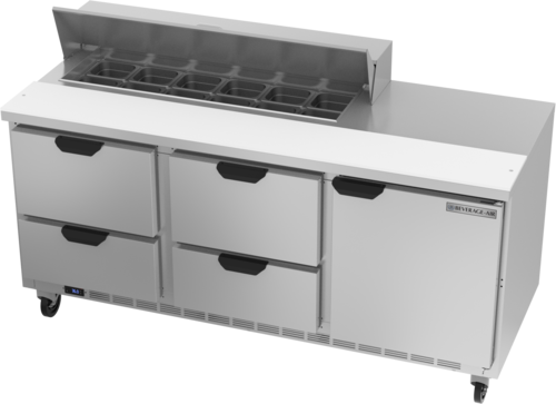 Beverage Air SPED72HC-12-4 72" 4 Drawer 1 Door Refrigerated Sandwich Prep Table | (12) 1/6 Pan