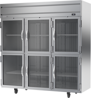 Beverage Air HFP3HC-1HG 78" 6 Glass Half Door Top Mount Reach-In Freezer | 69.1 Cu. Ft.