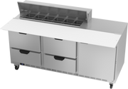 Beverage Air SPED72HC-12C-4 72" 4 Drawer 1 Door Refrigerated Sandwich Prep Table | (12) 1/6 Pan