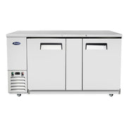 Atosa MBB69GR 68" 2-Solid Door Stainless Back Bar Cooler | 21.5 Cu. Ft.
