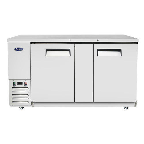 Atosa MBB69GR 68" 2-Solid Door Stainless Back Bar Cooler | 21.5 Cu. Ft.