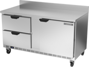 Beverage Air WTRD60AHC-2-FIP 60" 2 Drawer 1 Door Worktop Refrigerator with Foamed-In Backsplash | 14.75 Cu. Ft