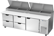 Beverage Air DPD93HC-4 93" 4 Drawer 1 Door Refrigerated Pizza Prep Table | 31.5 Cu. Ft.