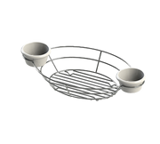 Tablecraft H711372 Meranda Collection Chrome Plated Oval Serving Basket w/ 2 Ramekin Holders | 13" x 7" x 2"