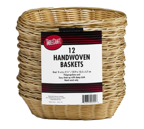 Tablecraft C1174W 9" Natural Hand Woven Oval Fast Food Basket | Case of 12