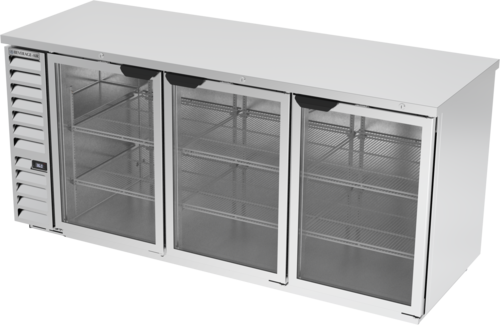 Beverage Air BB78HC-1-G-S 79" 3 Glass Door Stainless Back Bar Cooler | 33.59 Cu. Ft.