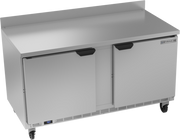 Beverage Air WTR60AHC 60" 2 Door Worktop Refrigerator with Removable Backsplash | 14.75 Cu. Ft.