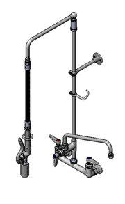 T&S Brass B-0131-ADF12-BC EasyInstall 8" Center Wall Mount Pre-Rinse Faucet w/ 12" Nozzle