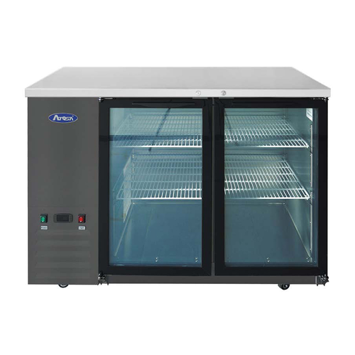 Atosa SBB48GGRAUS 48" 2-Glass Door Shallow Stainless Steel Back Bar Cooler | 11.5 Cu. Ft.