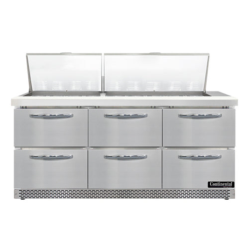 Continental Refrigerator SW72N27M-FB-D Refrigerated Counter, Mega Top Sandwich / Salad Unit