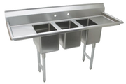 Advance Tabco K7-CS-32 25" x 64" 3-Compartment Convenience Store Sink w/ Right & Left Drainboards