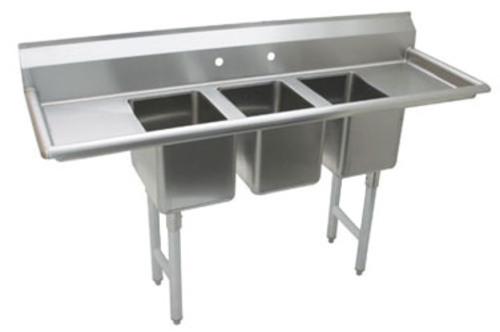 Advance Tabco K7-CS-32 25" x 64" 3-Compartment Convenience Store Sink w/ Right & Left Drainboards