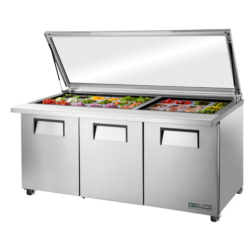 True Mfg. TSSU-72-30M-B-ST-FGLID-HC Mega Top Sandwich / Salad Prep Table