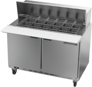 Beverage Air SPE48HC-18M 48" 2 Door Mega Top Refrigerated Sandwich Prep Table | (18) 1/6 Pan Capacity
