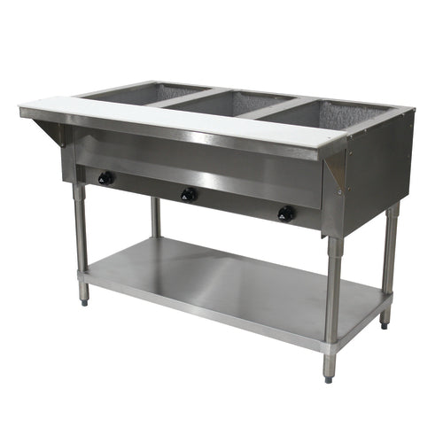 Advance Tabco HF-3G 47" x 31" Stainless Steel 3 Well Gas Hot Buffet Table | 10,500 BTU