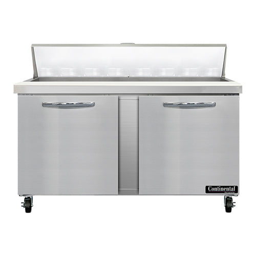 Continental SW60-16 60" 2-Door Refrigerated Sandwich Prep Table | (16) 1/6 Pan