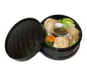 G.E.T. STM-85-BK Hidden Treasures 8-1/2" Black Plastic Steamer Set | Case of 12