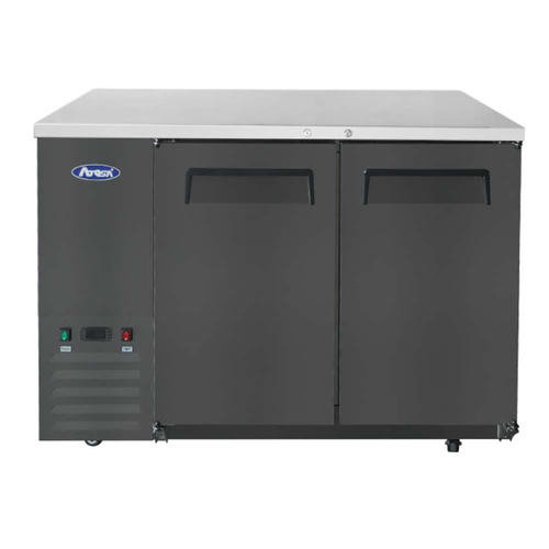 Atosa SBB48GRAUS 48" 2-Solid Door Shallow Stainless Steel Back Bar Cooler | 11.5 Cu. Ft.