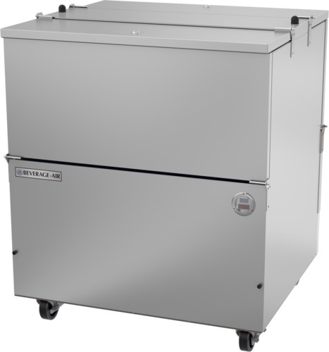 Beverage Air ST34HC-S 34" Stainless Steel Dual Sided Cold Wall Milk Cooler | 8 Crate Capacity