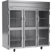 Beverage Air HR3HC-1HG 78" 6 Glass Half Door Top Mount Reach In Refrigerator | 71.52 Cu. Ft.