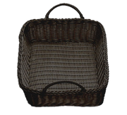 Tablecraft M2493H Ridal Black Rectangular Rattan Basket w/ Handles