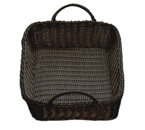 Tablecraft M2493H Ridal Black Rectangular Rattan Basket w/ Handles